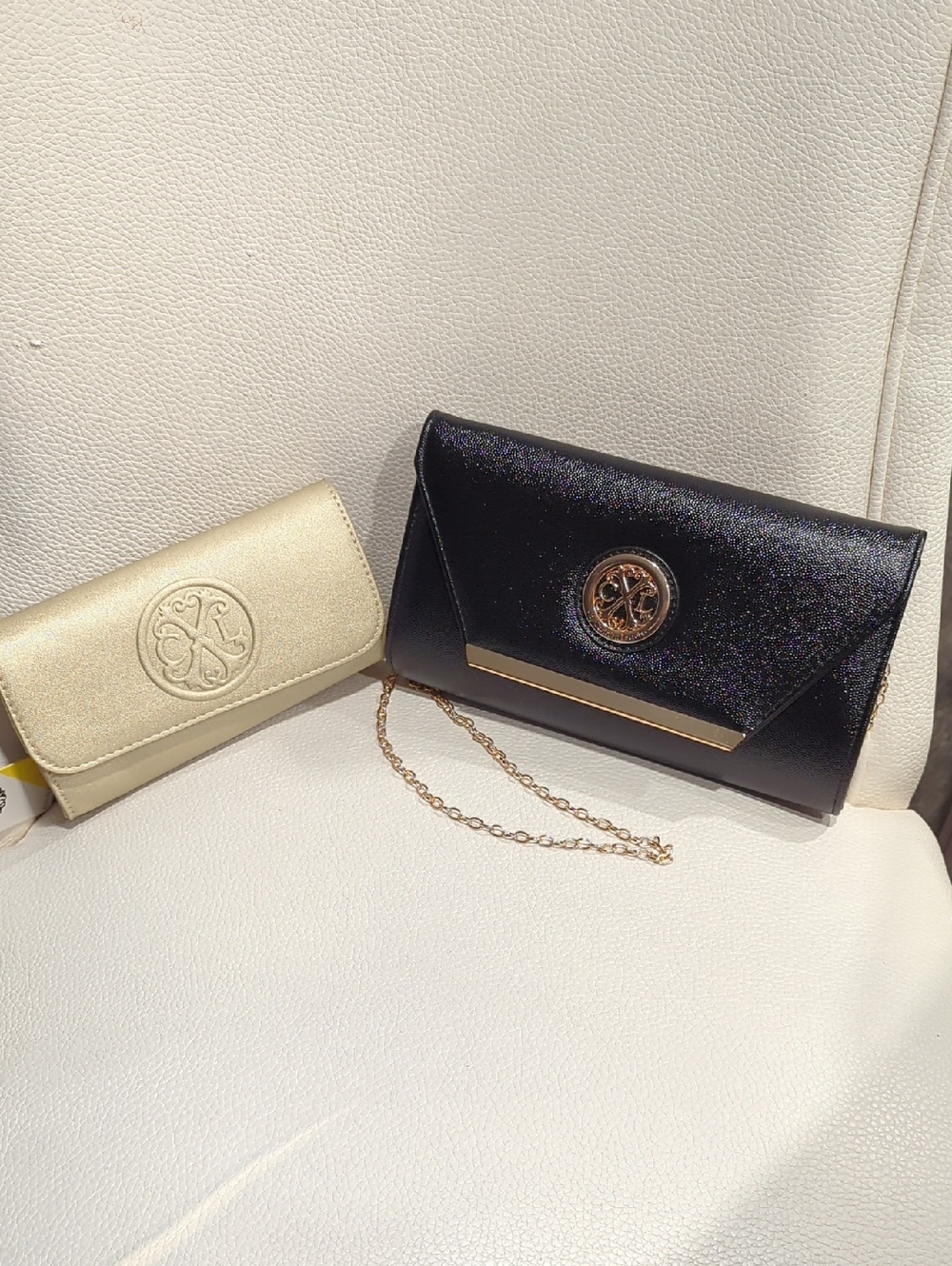 Black Envelope Crossbody Clutch And Wristlet with Set